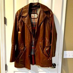 Sears The Leather Shop Jacket Flannel Lining 1970s Vintage Size 40 Winter Coat